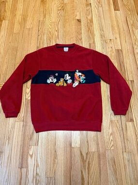 Disney Store Sweatshirt Mens Mickey Minnie Embroidered Thick Vintage Fleece S